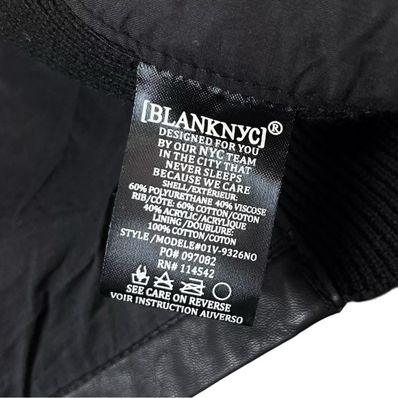 Blank NYC Faux Leather Draped Knit Open Front Zip Moto Jacket Black Size XS - Picture 7 of 8